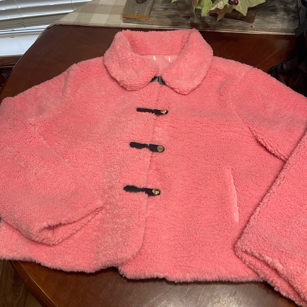 Pink teddy coat faux fur jacket - Picture 12 of 12